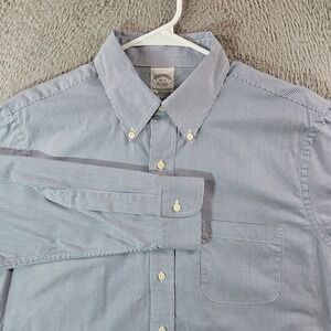 Brooks Brothers‎ Shirt Men 16 33 Button Up White Blue Striped - Pls Read